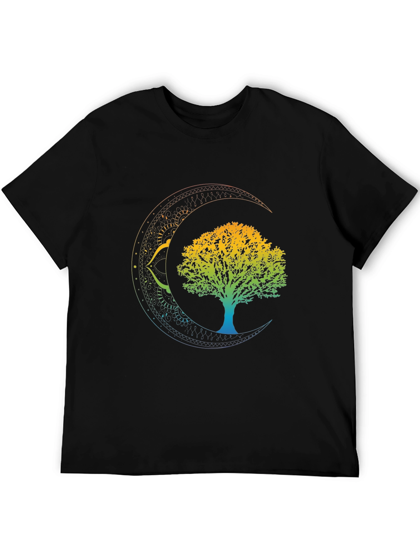 Tree of Life Crescent Moon Graphic Tee - Black