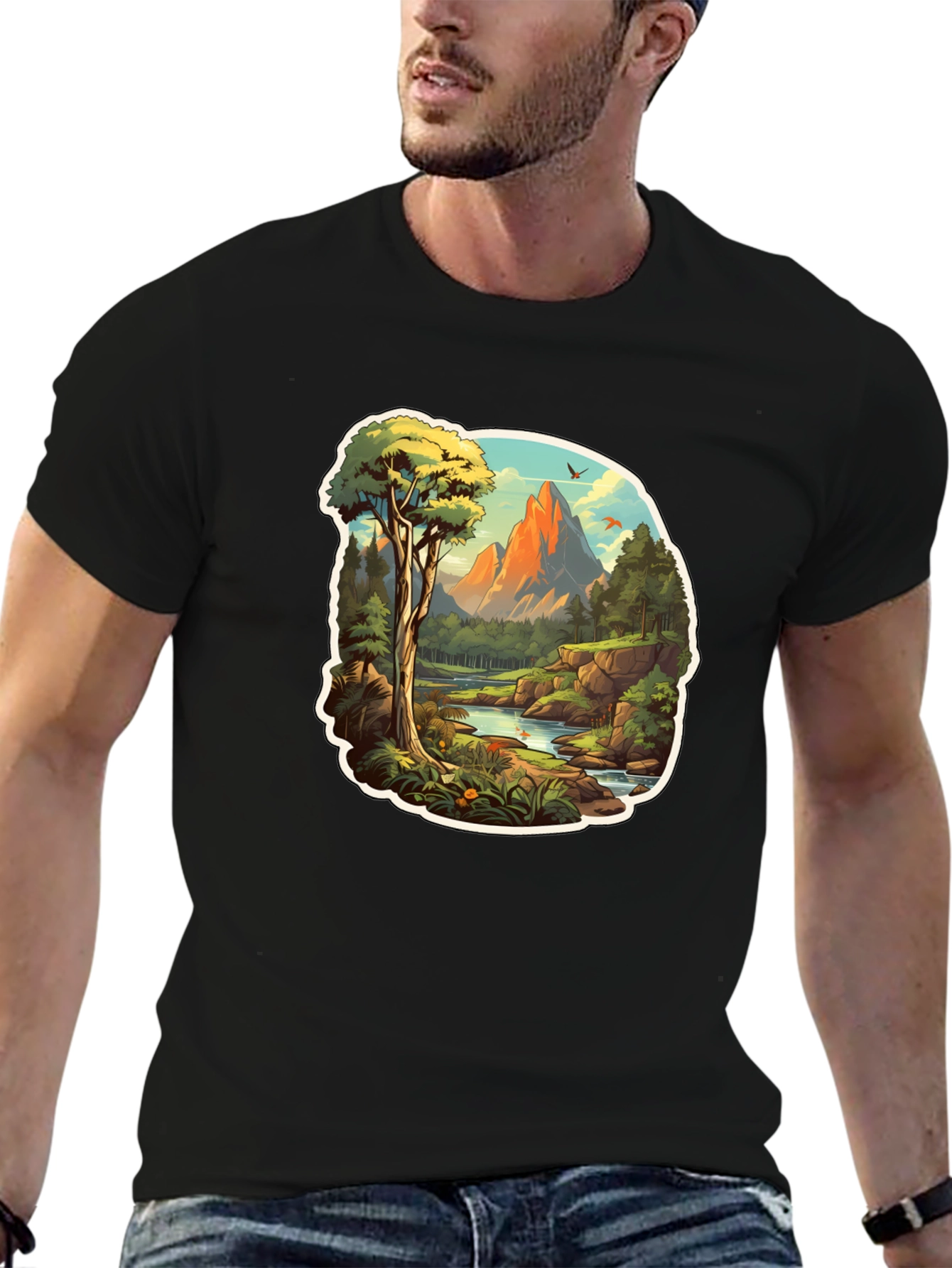 Mountain Vista Graphic Tee - Nature Lovers Black T-Shirt