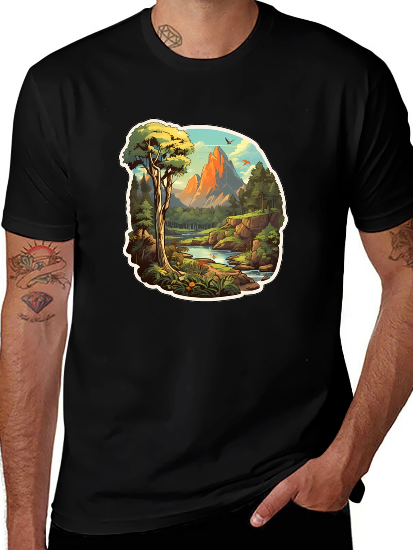 Mountain Vista Graphic Tee - Nature Lovers Black T-Shirt