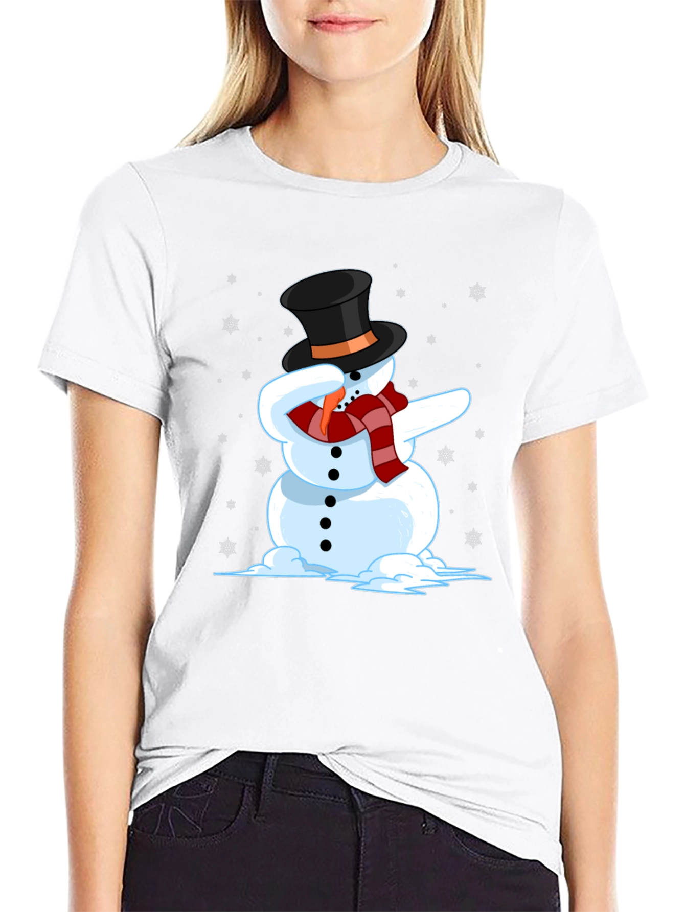 Dabbing Snowman Graphic Tee - Holiday Fun