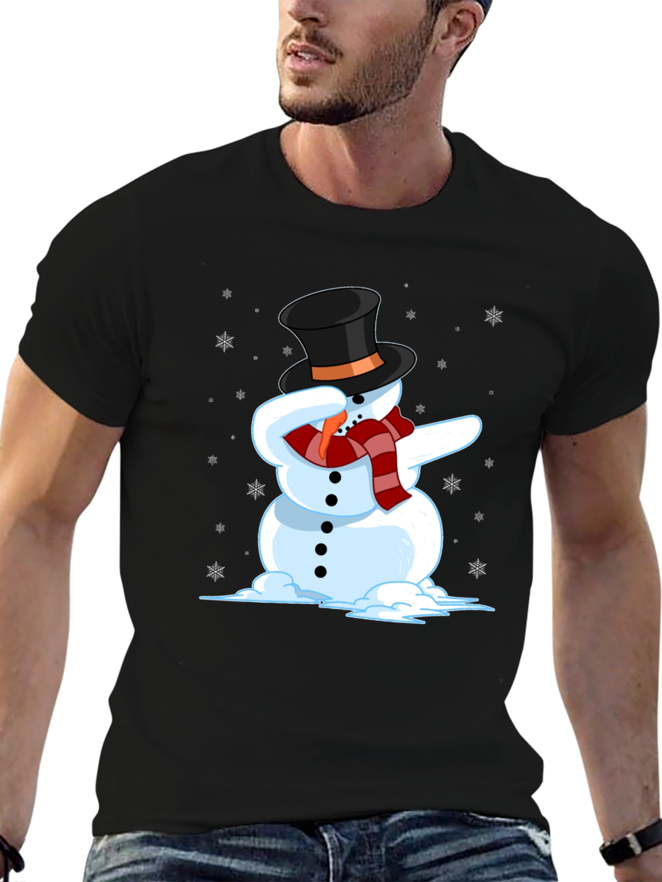Dabbing Snowman Graphic Tee - Holiday Fun