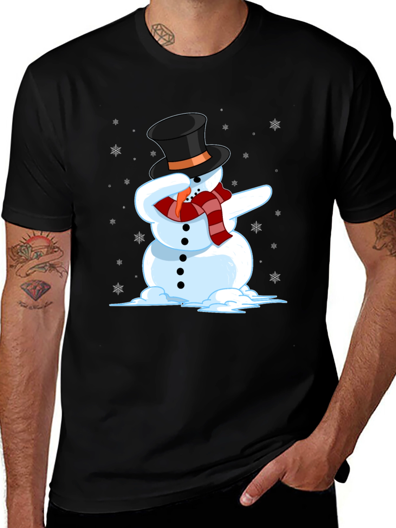 Dabbing Snowman Graphic Tee - Holiday Fun