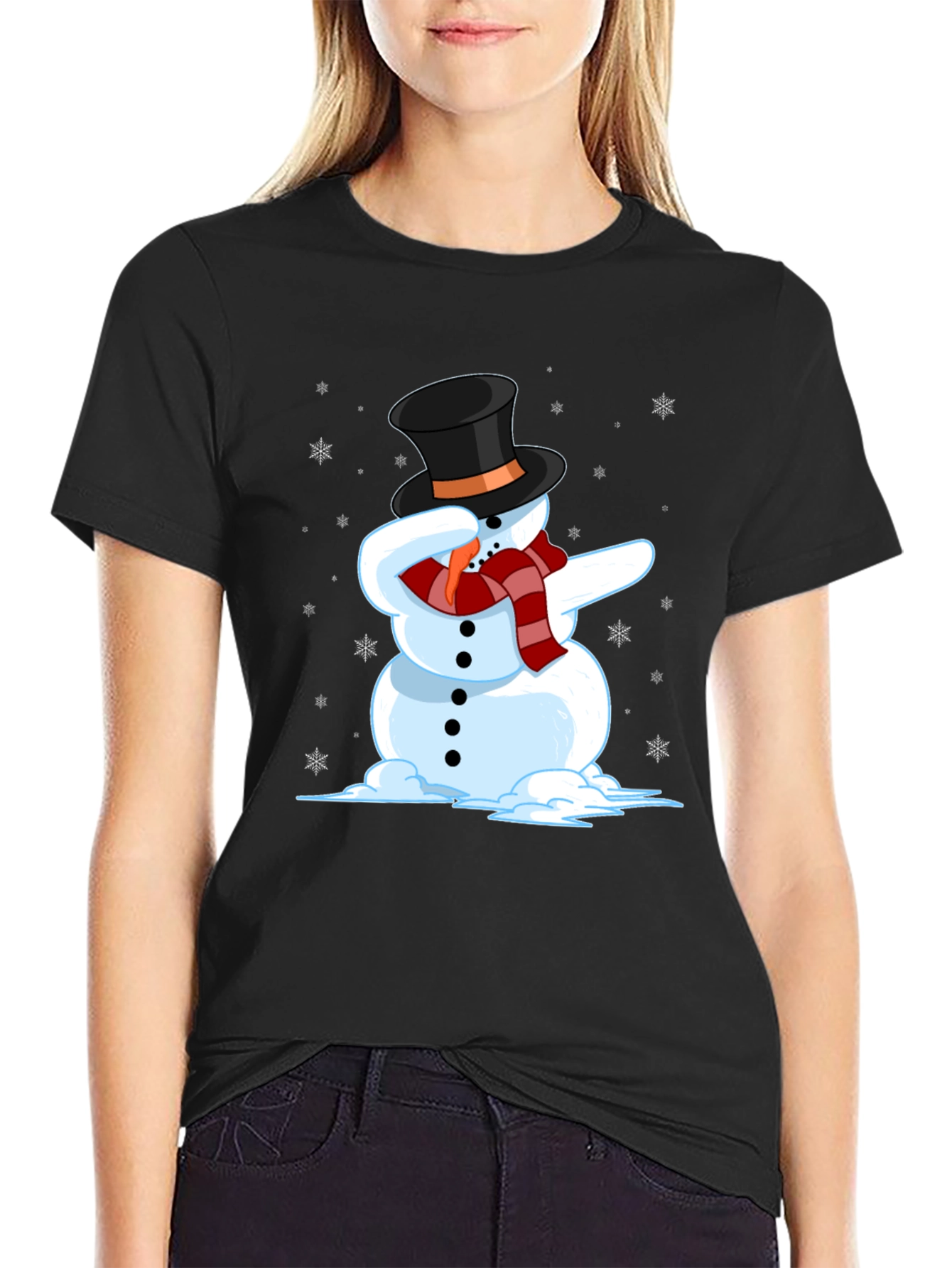 Dabbing Snowman Graphic Tee - Holiday Fun