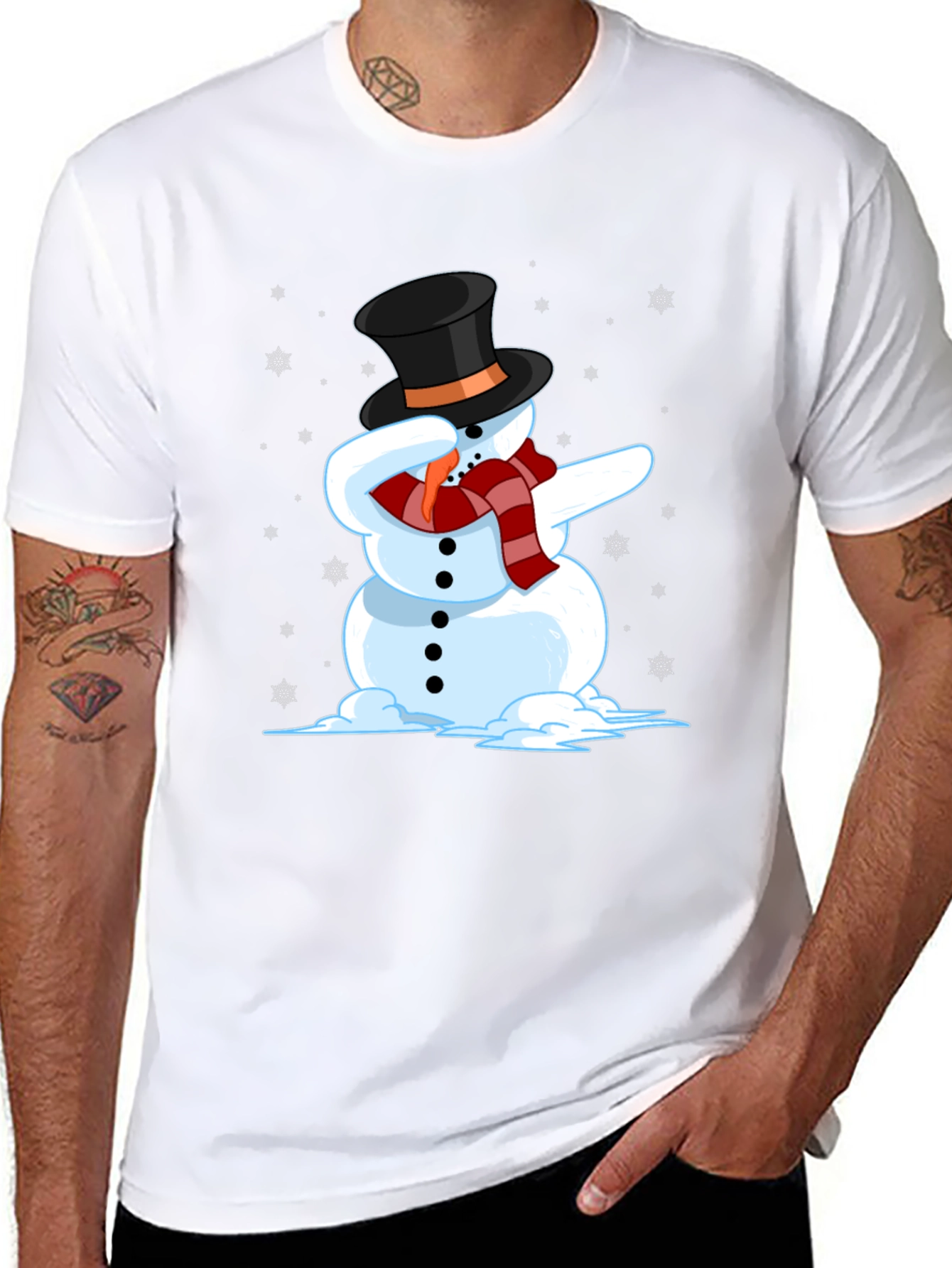 Dabbing Snowman Graphic Tee - Holiday Fun