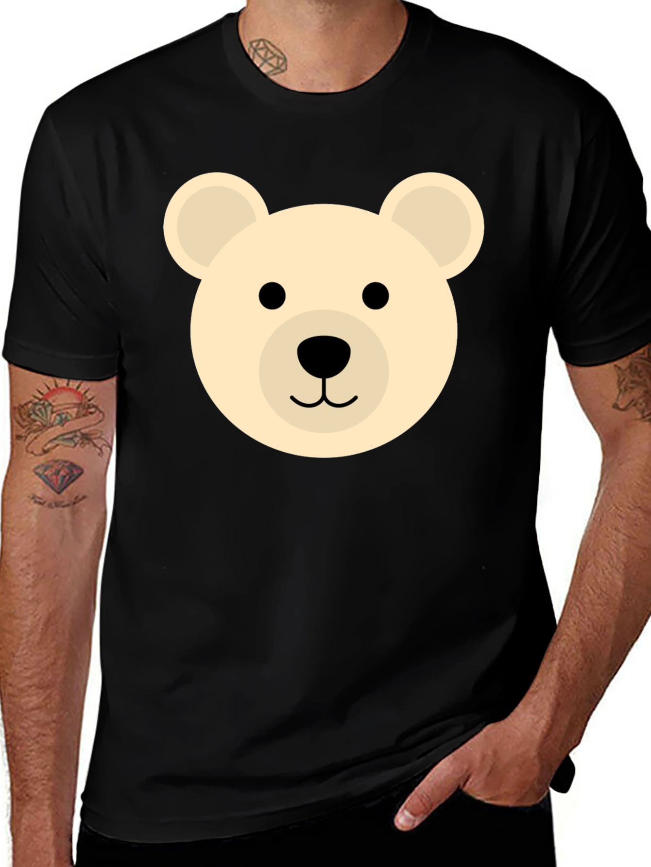 Cute Bear Graphic Black T-Shirt