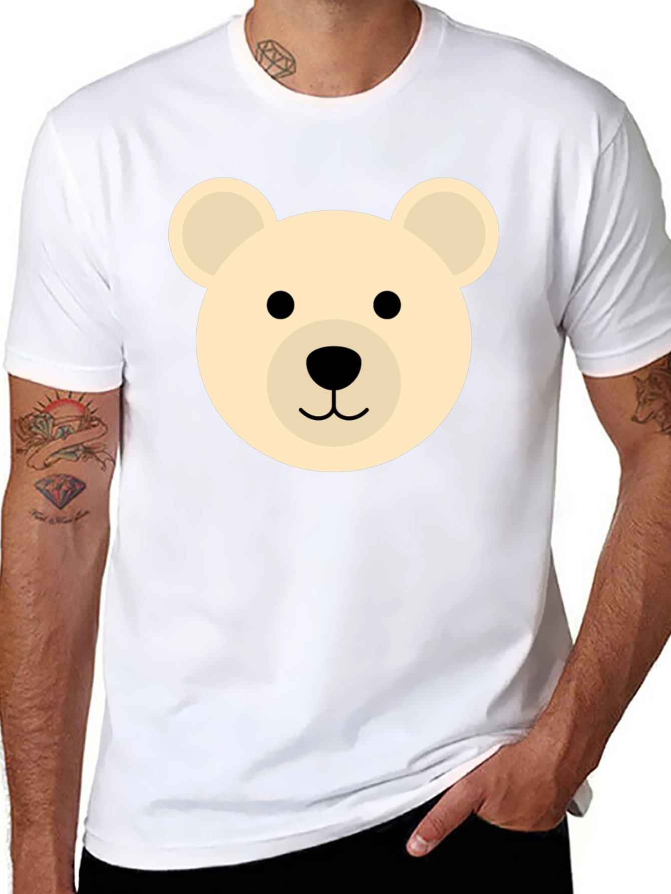 Cute Bear Graphic Black T-Shirt
