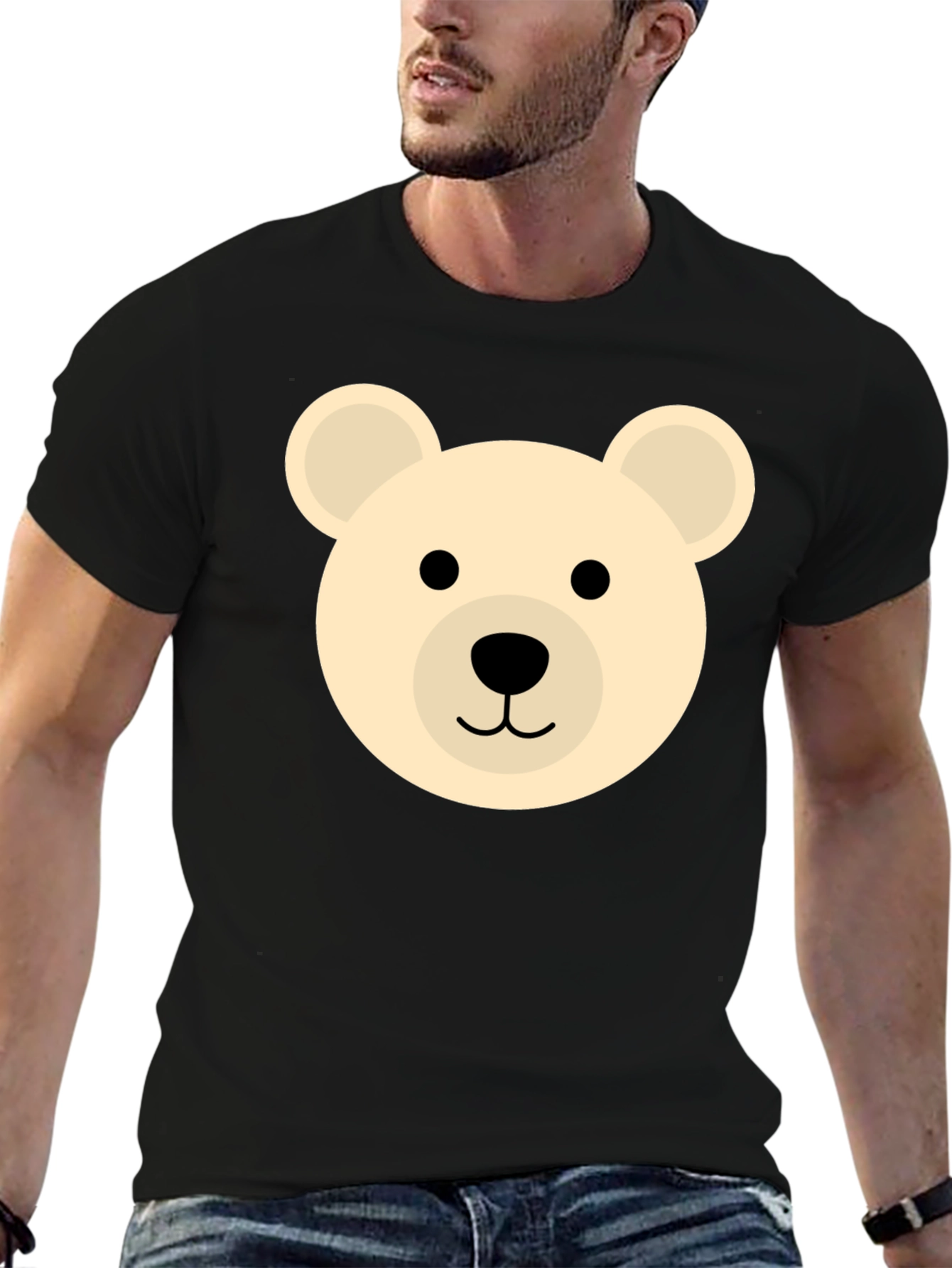 Cute Bear Graphic Black T-Shirt