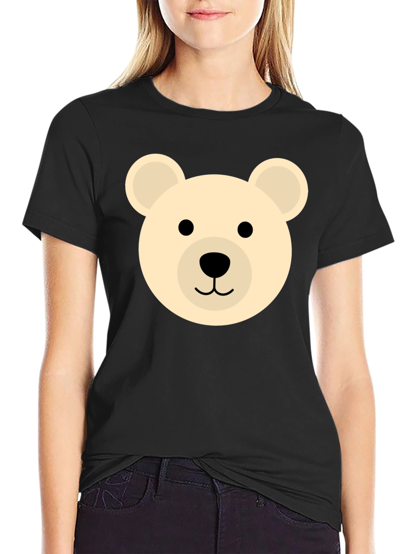 Cute Bear Graphic Black T-Shirt