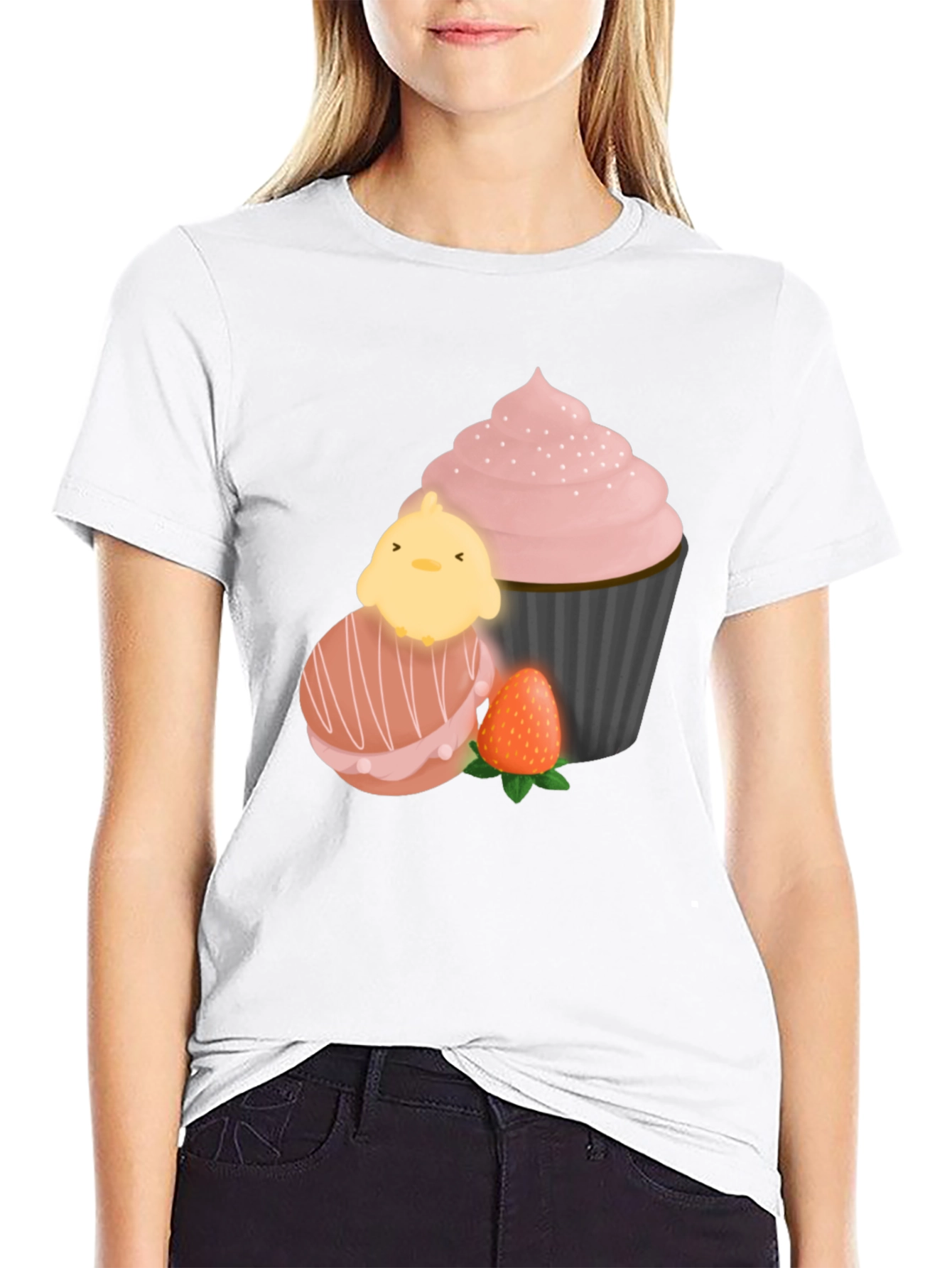 Sweet Treat T-Shirt: Chick Macaron Cupcake Design