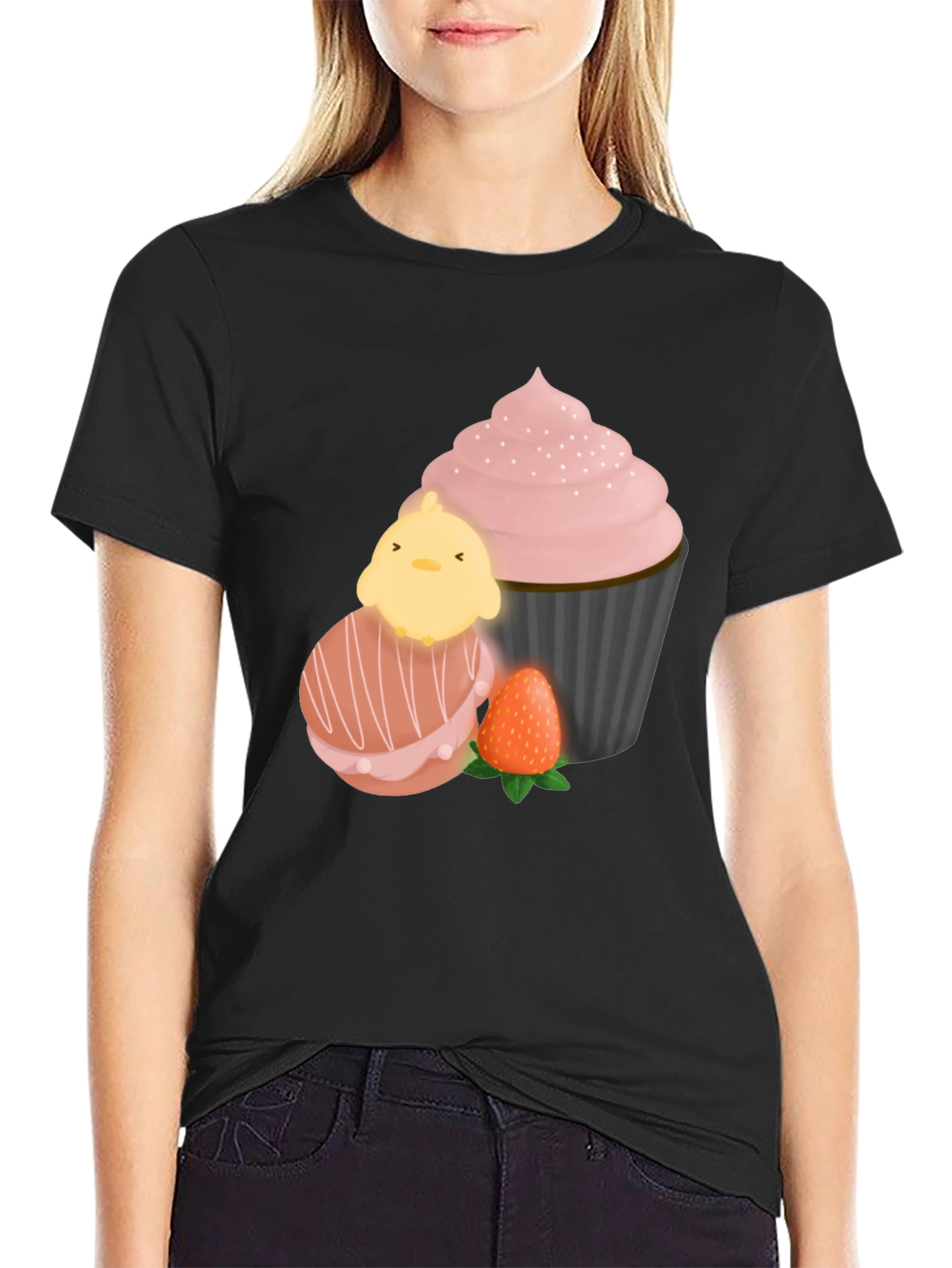 Sweet Treat T-Shirt: Chick Macaron Cupcake Design
