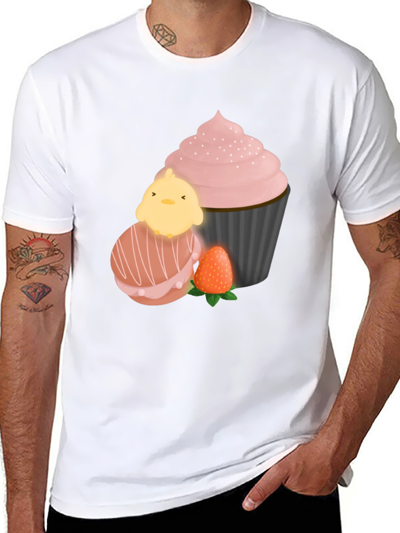 Sweet Treat T-Shirt: Chick Macaron Cupcake Design