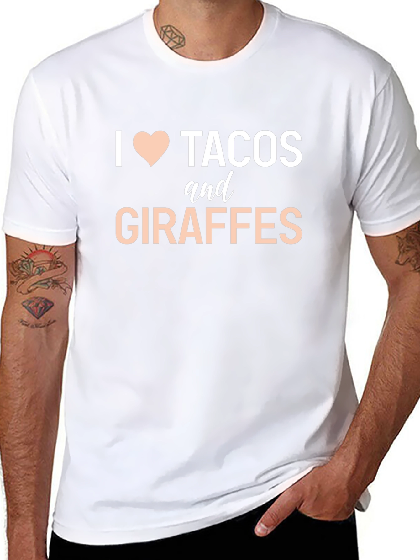I Love Tacos and Giraffes Funny Graphic T-Shirt