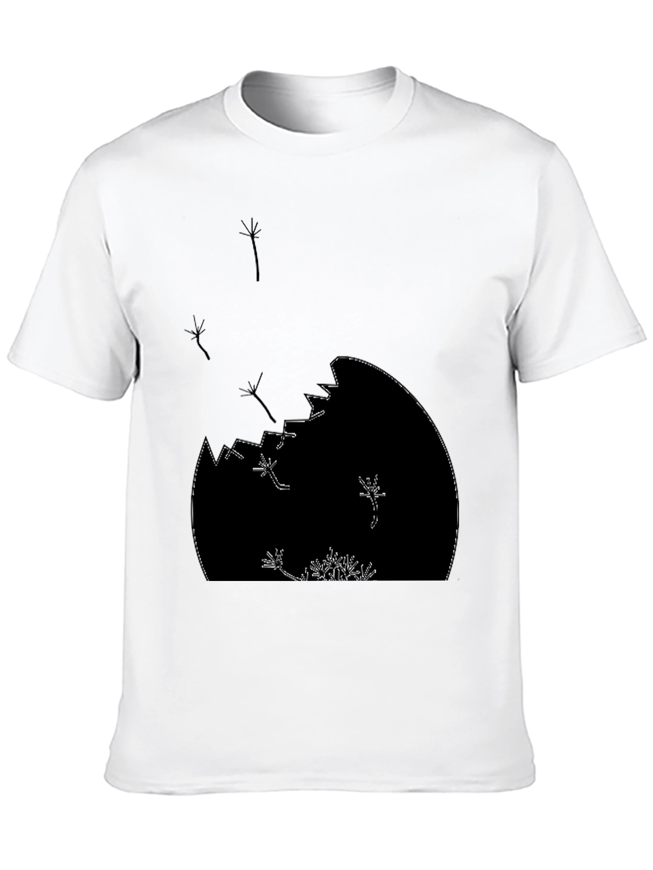 Dandelion Seed Head Graphic Print Black T-Shirt