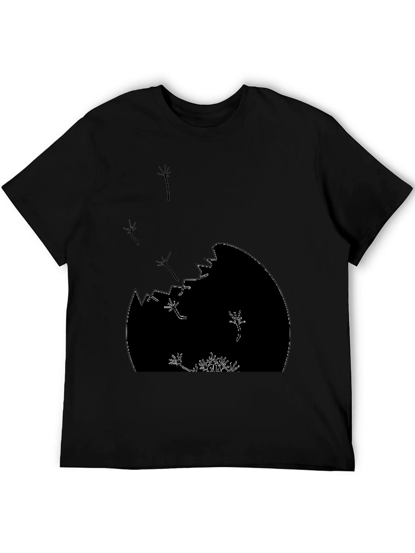 Dandelion Seed Head Graphic Print Black T-Shirt