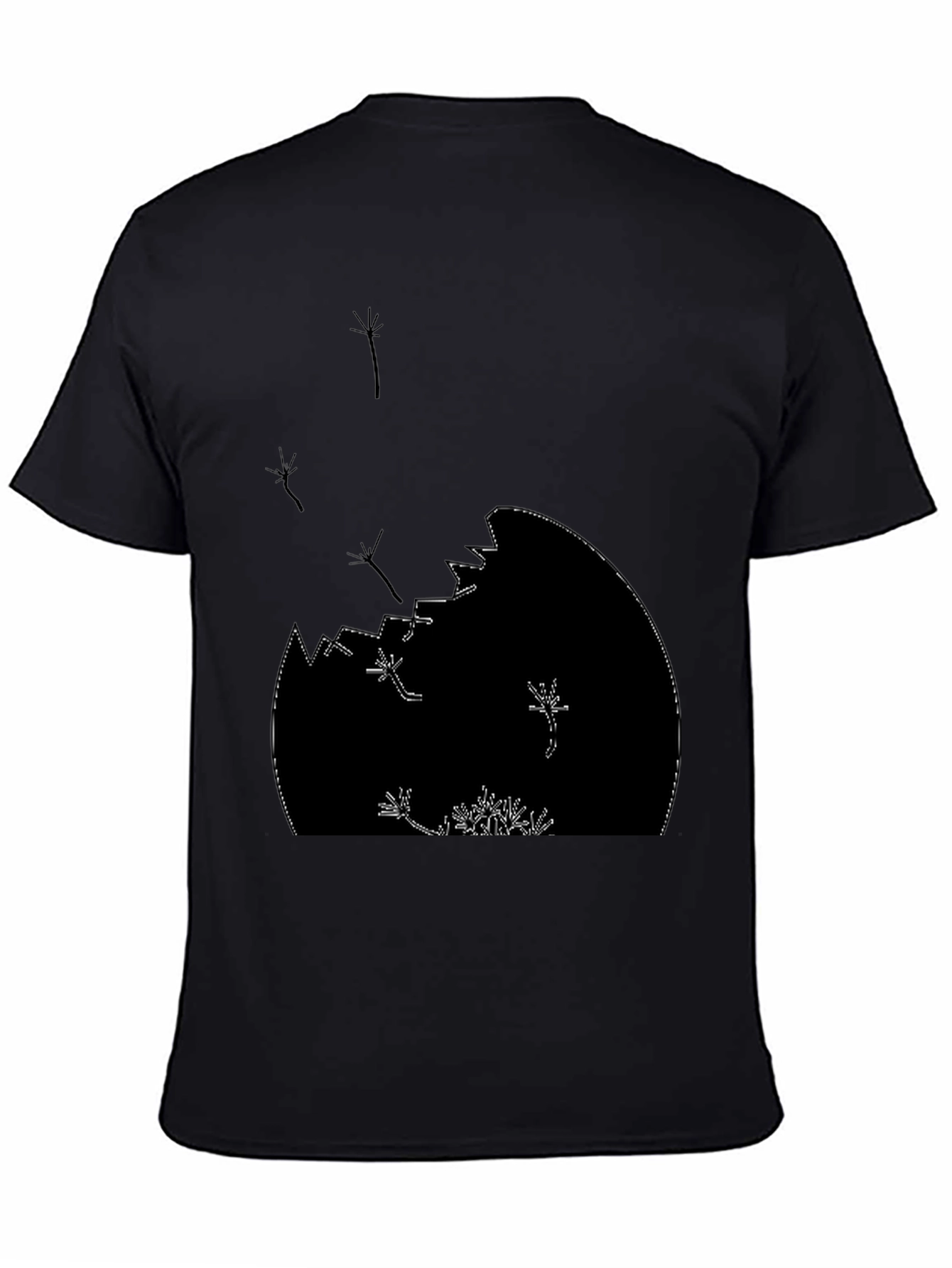 Dandelion Seed Head Graphic Print Black T-Shirt
