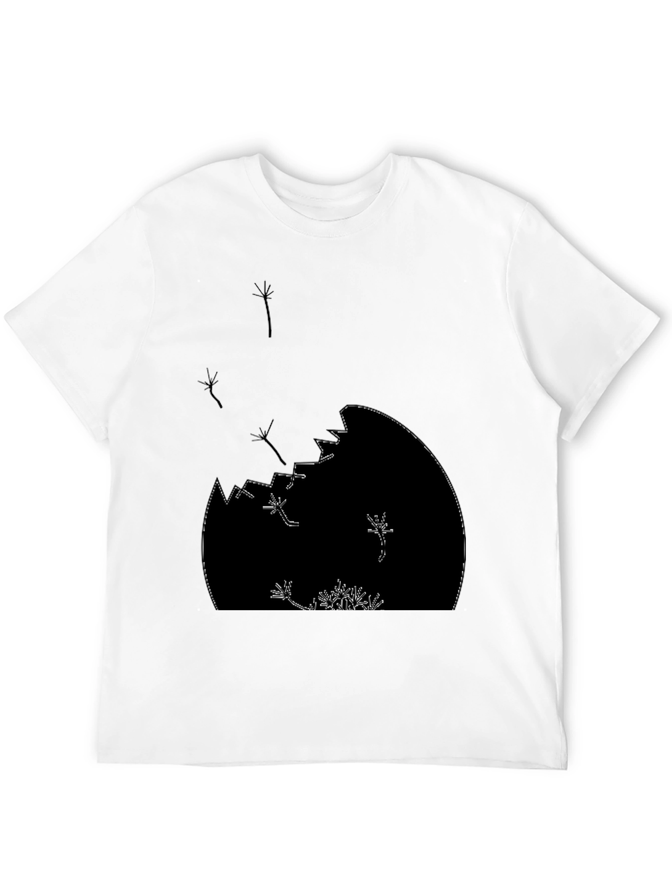 Dandelion Seed Head Graphic Print Black T-Shirt
