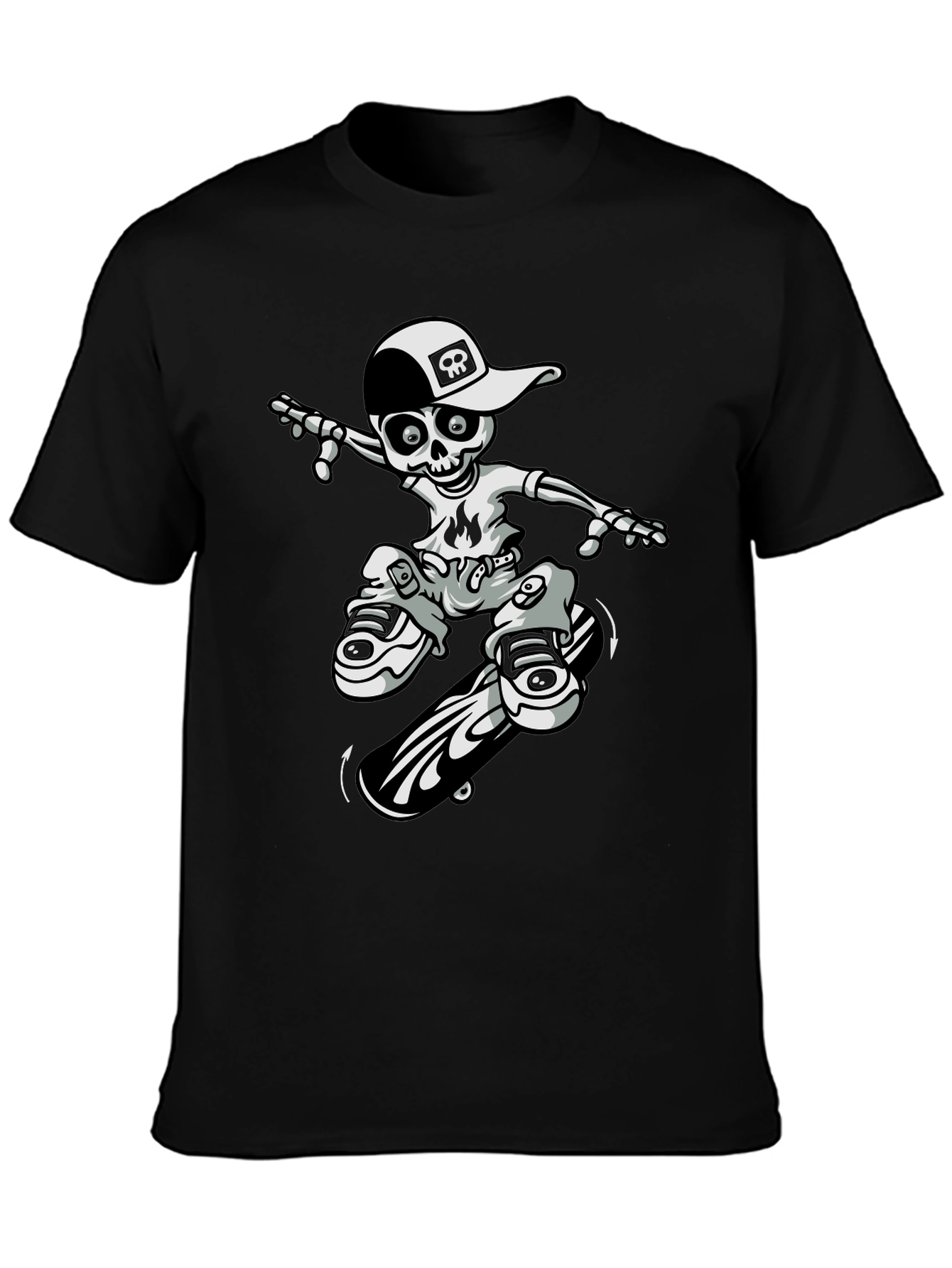 Cool Skeleton Skateboarder Graphic Tee