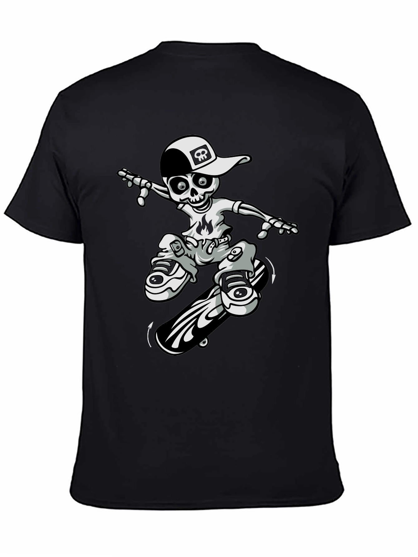 Cool Skeleton Skateboarder Graphic Tee