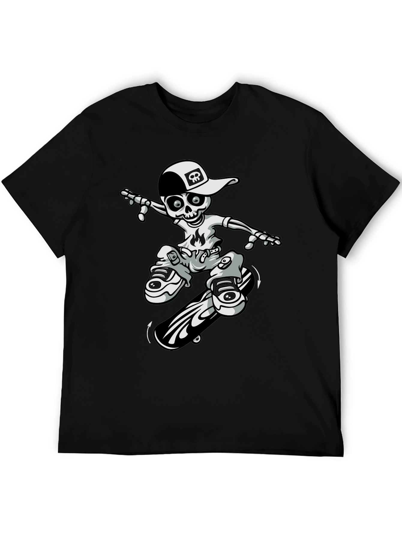 Cool Skeleton Skateboarder Graphic Tee