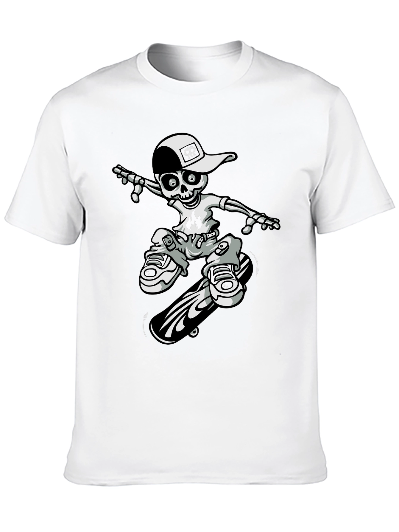 Cool Skeleton Skateboarder Graphic Tee