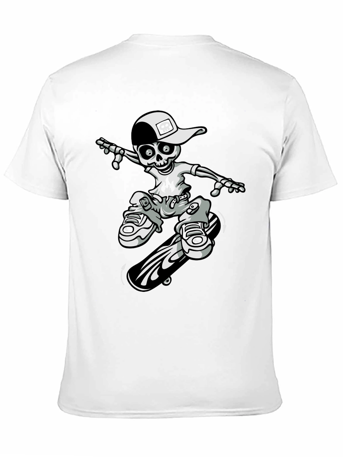 Cool Skeleton Skateboarder Graphic Tee