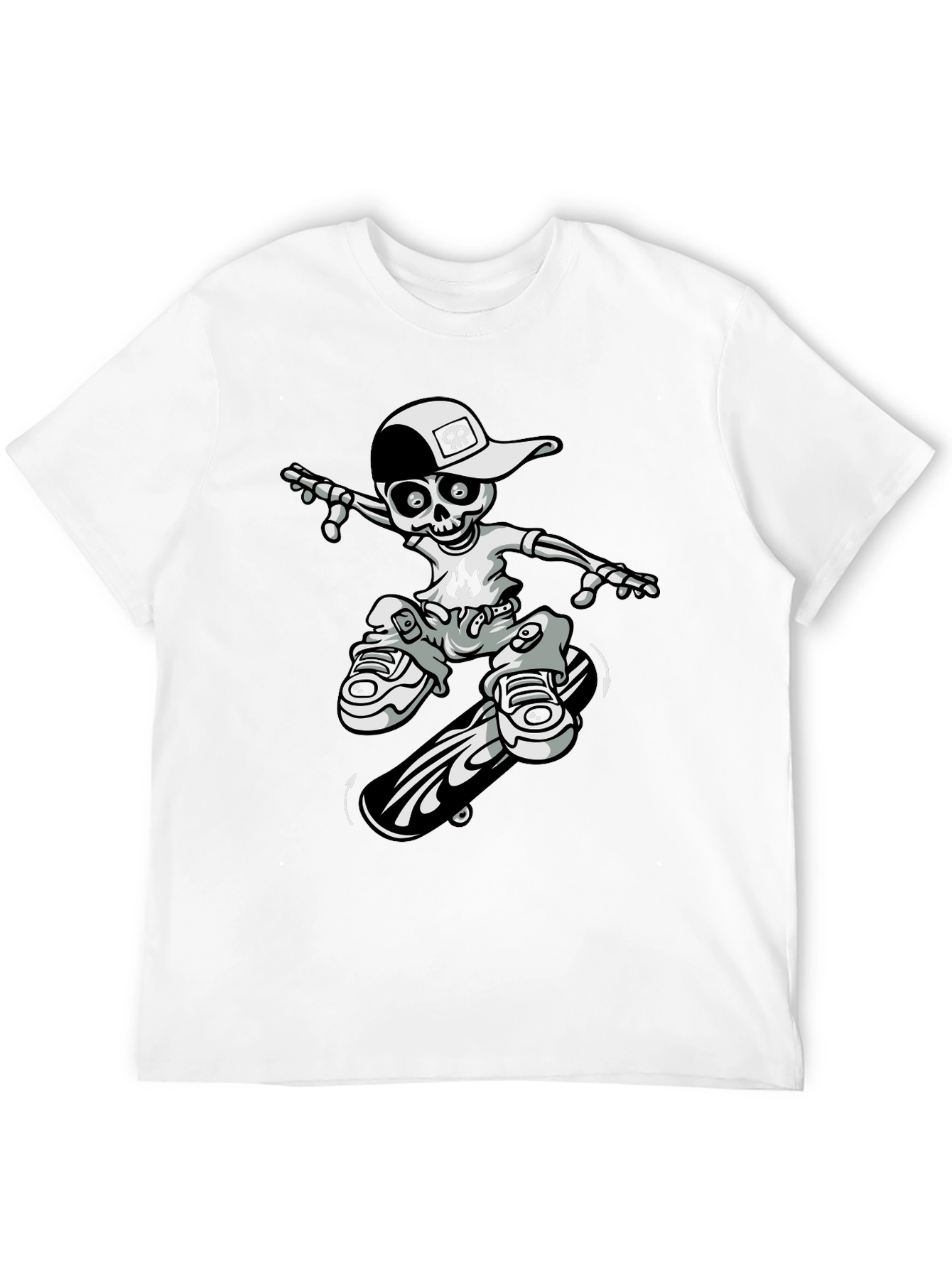 Cool Skeleton Skateboarder Graphic Tee