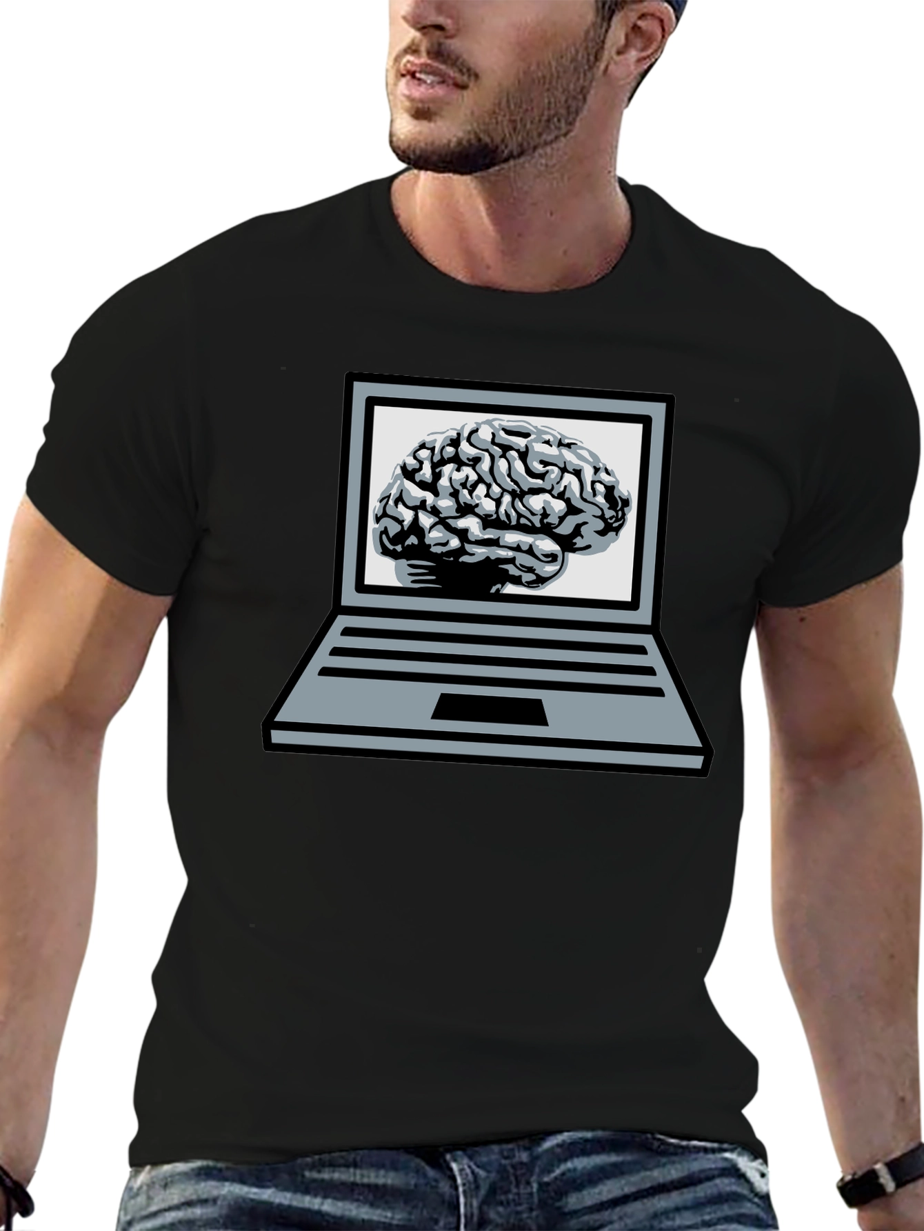 Brainy Laptop T-Shirt - Smart Casual Wear