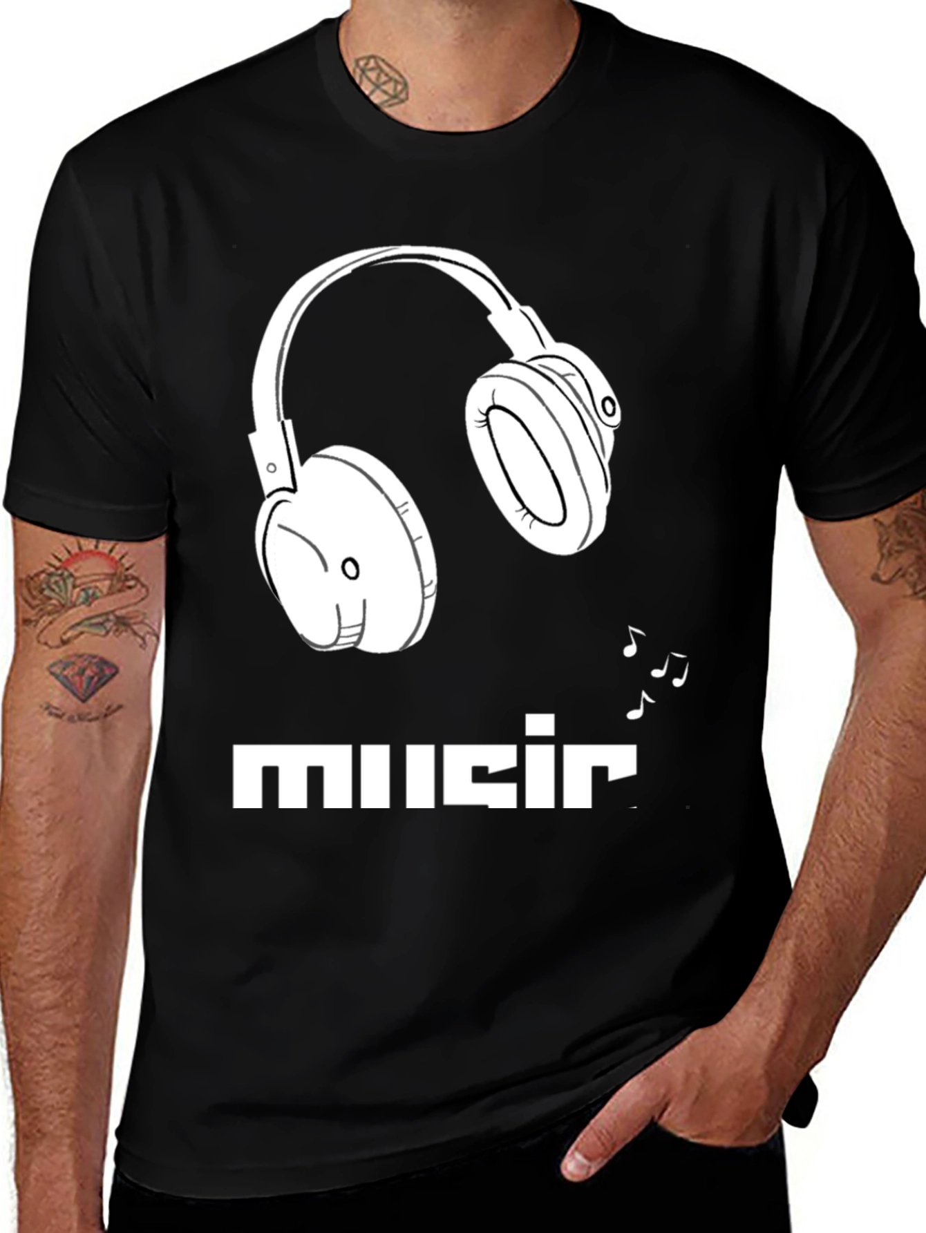 Music Lover Graphic Tee - Headphones Design