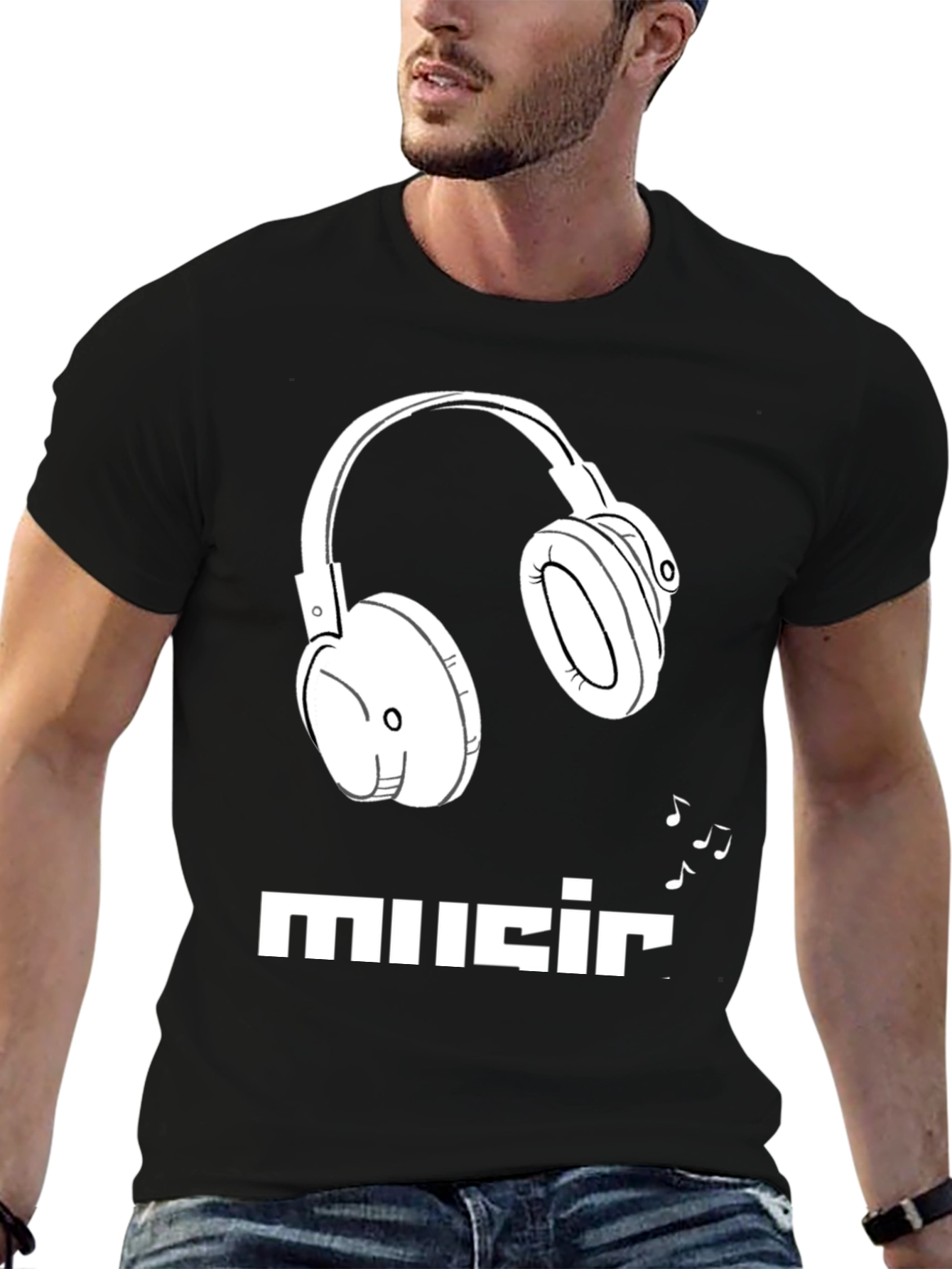 Music Lover Graphic Tee - Headphones Design