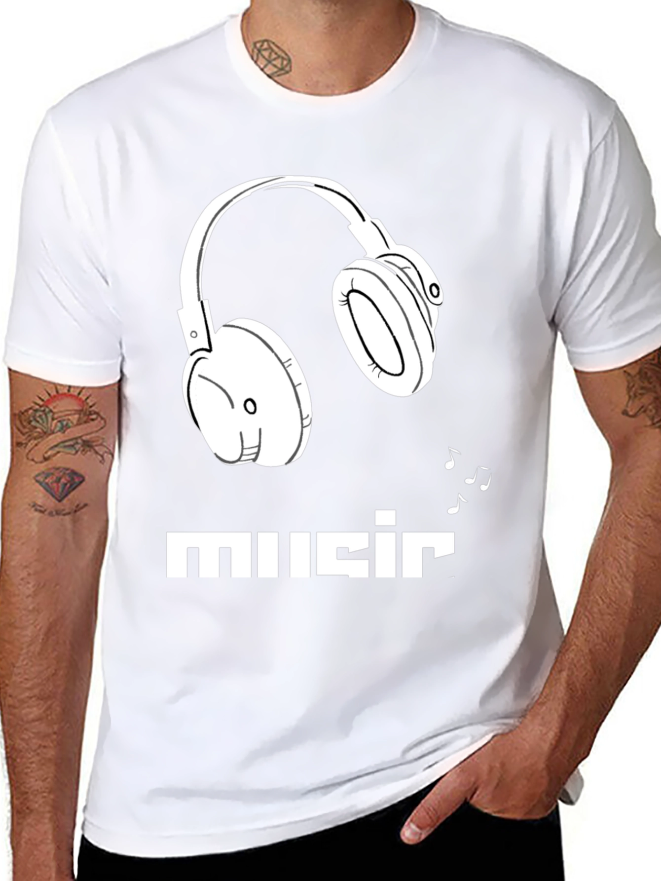 Music Lover Graphic Tee - Headphones Design