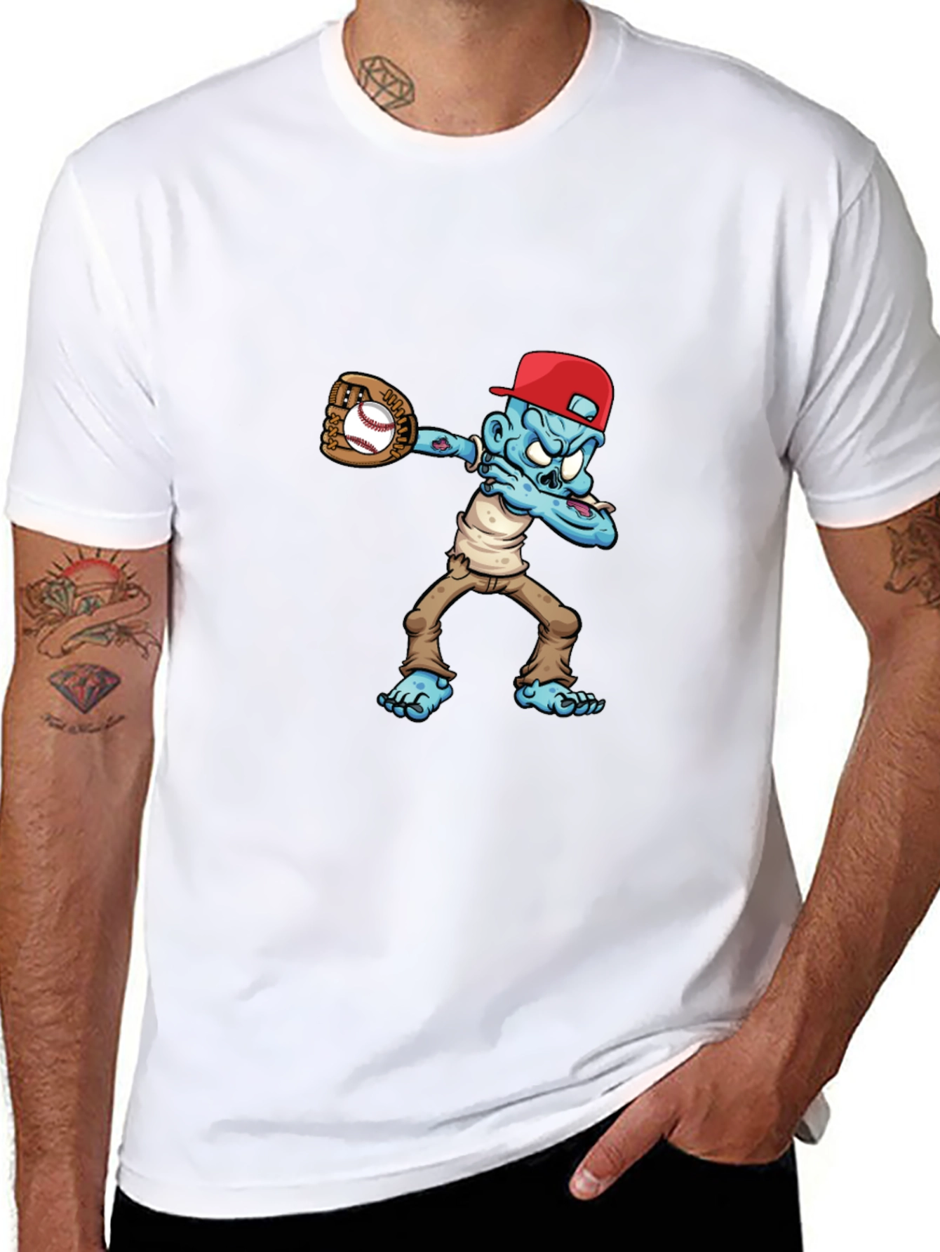 Zombie Baseball Player Graphic T-Shirt