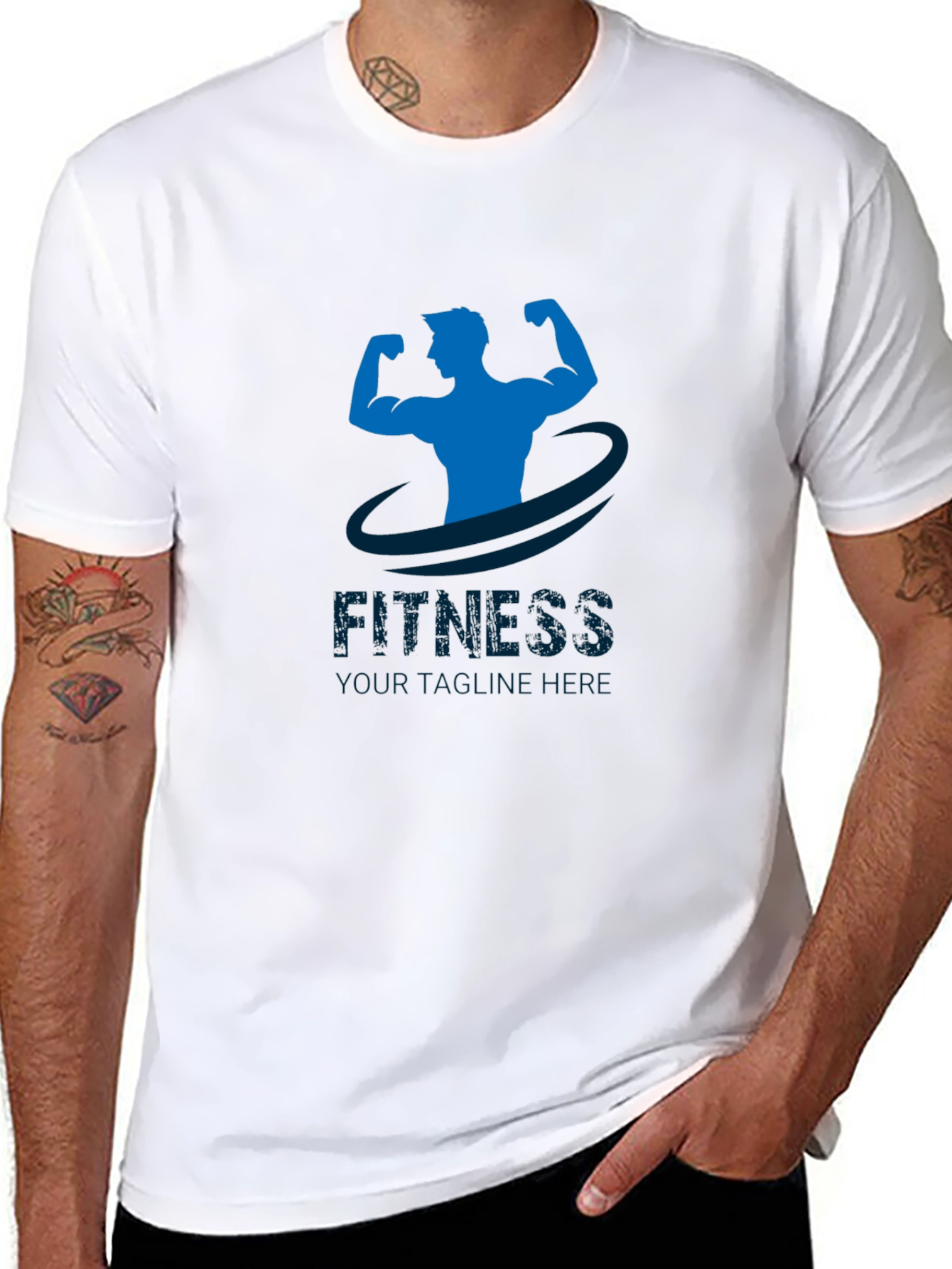 Mens Black Fitness Graphic T-Shirt