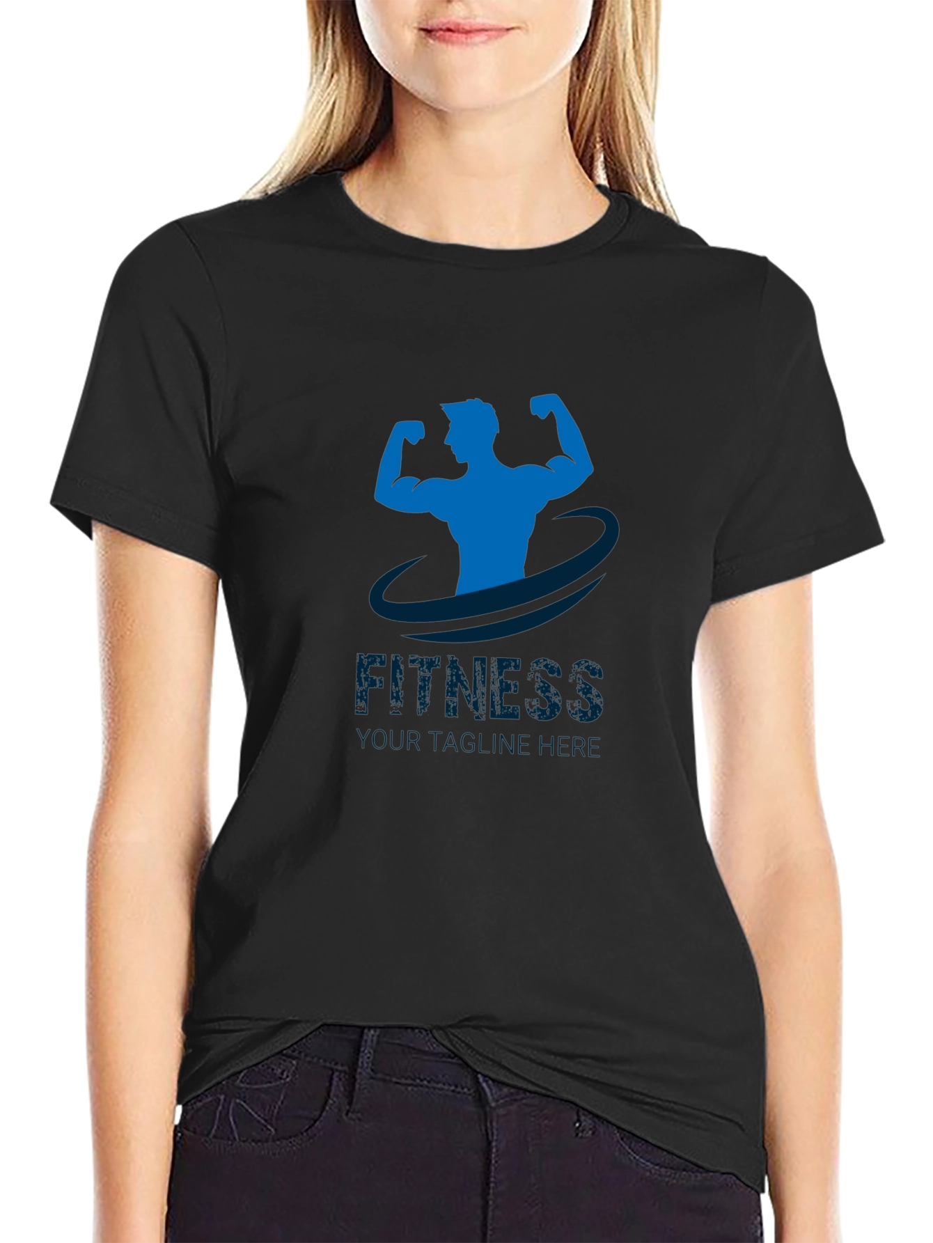 Mens Black Fitness Graphic T-Shirt