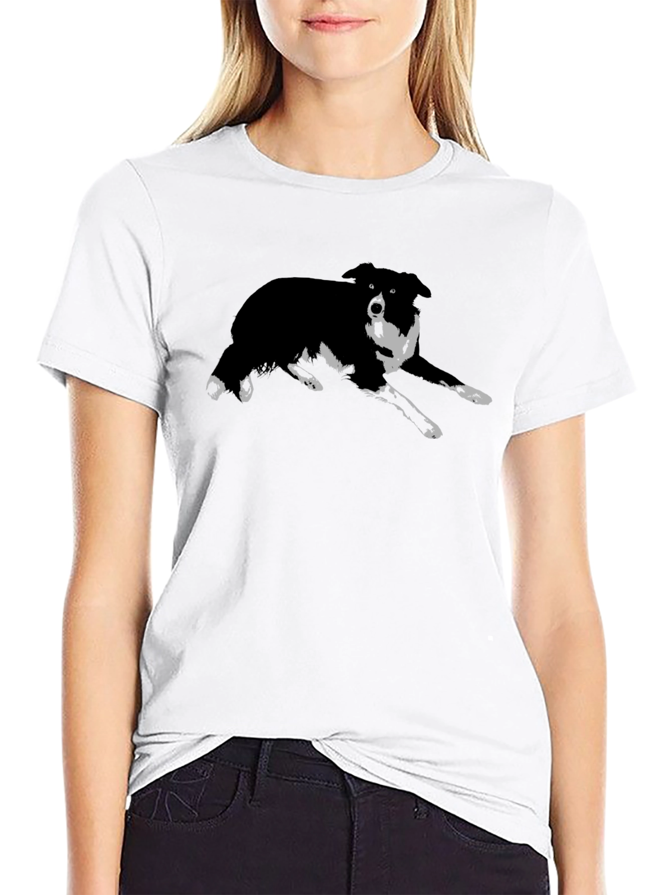 Black Dog Graphic T-Shirt - Collie Design