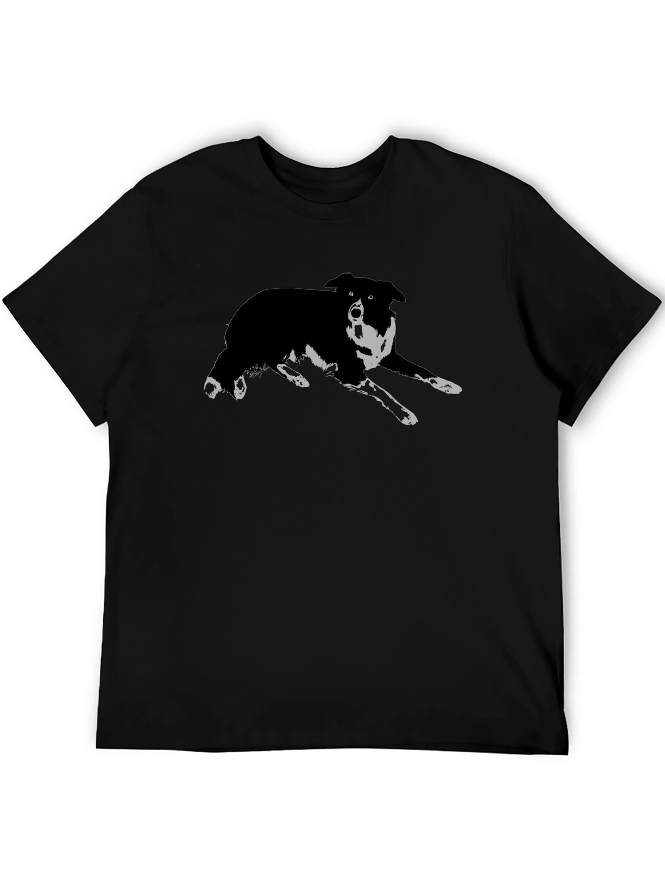 Black Dog Graphic T-Shirt - Collie Design