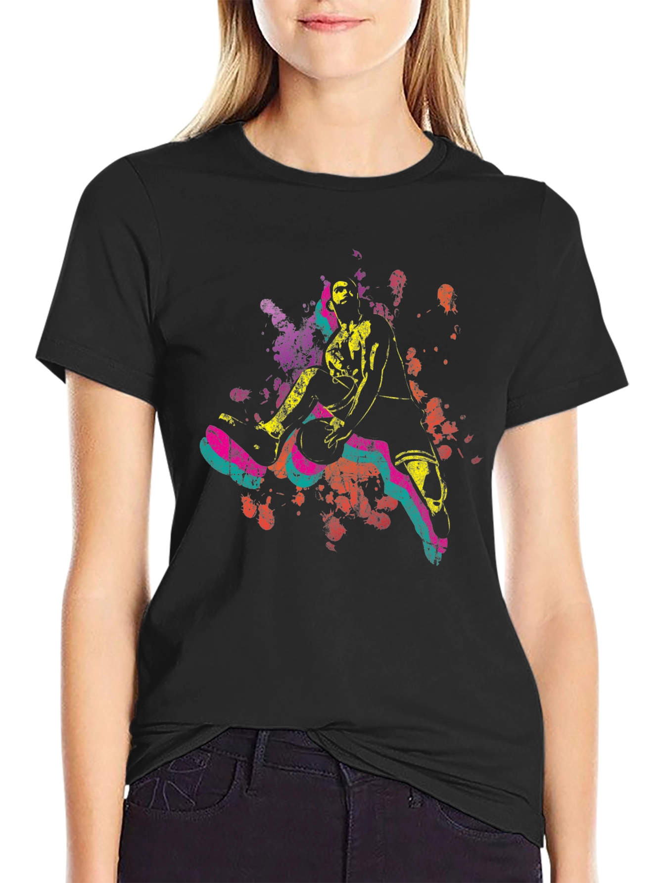 Basketball Player Graphic Tee - Sporty Black T-Shirt