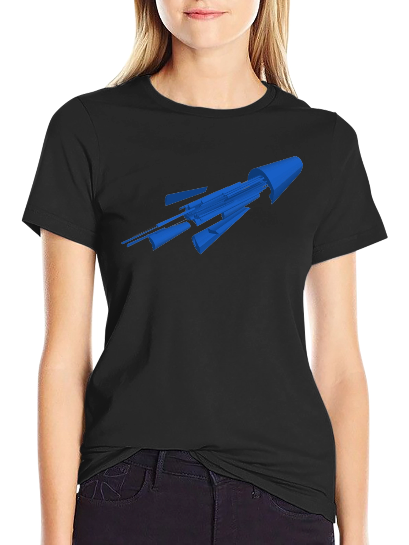 Sci-Fi Spaceship Graphic Tee - Black