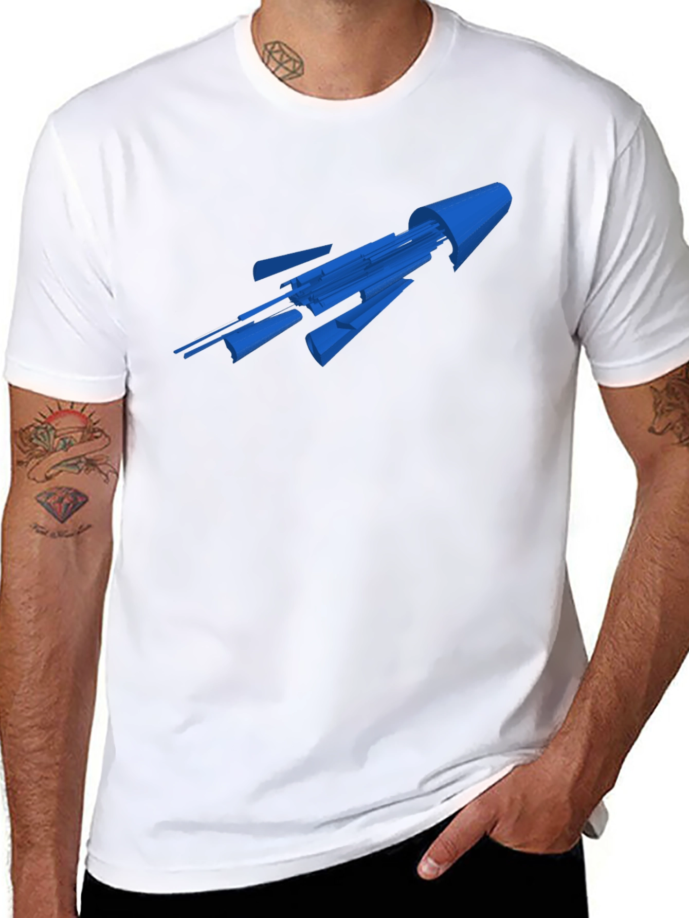 Sci-Fi Spaceship Graphic Tee - Black