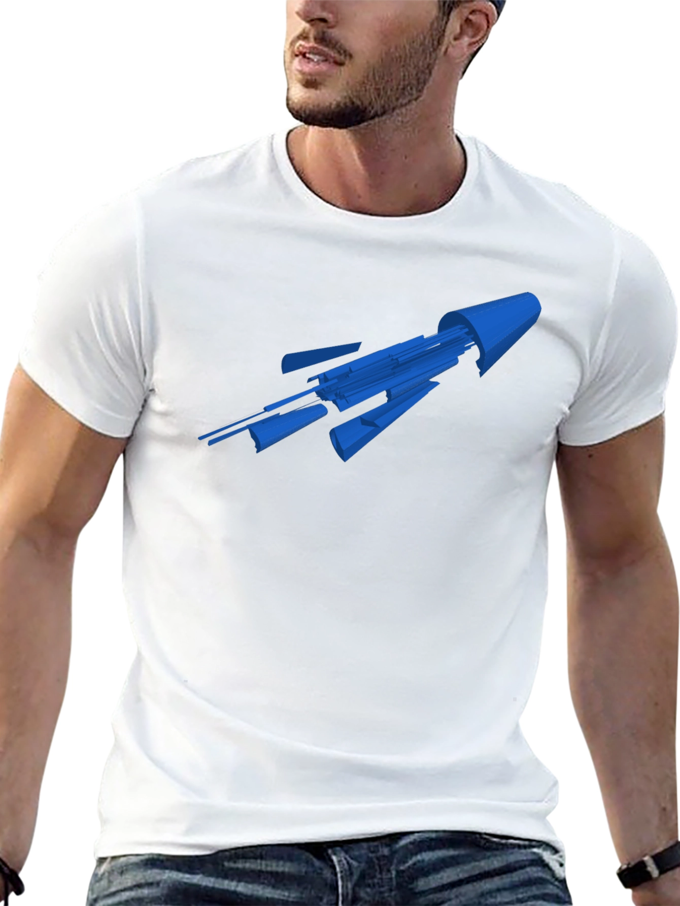 Sci-Fi Spaceship Graphic Tee - Black