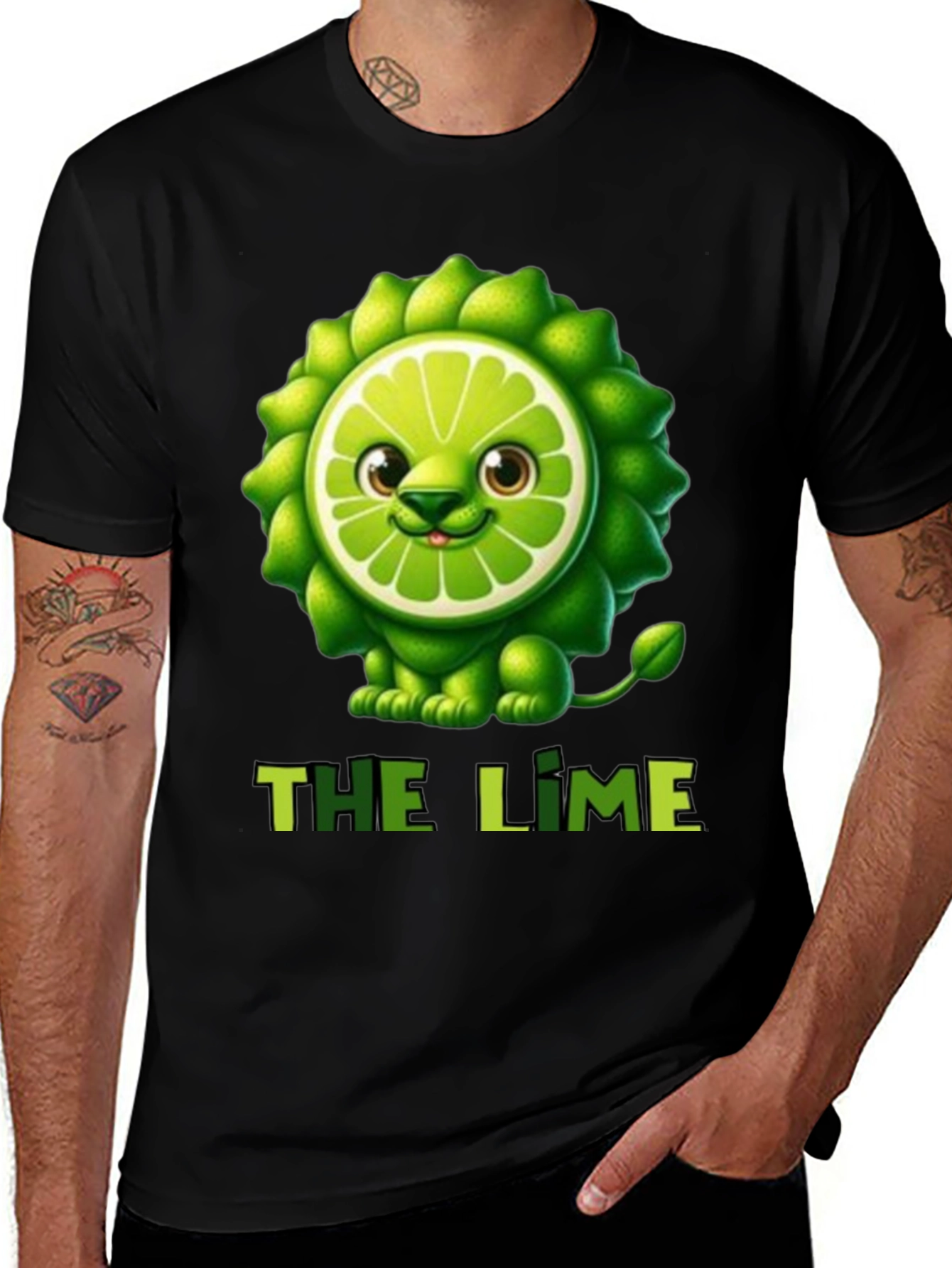 Lime Lion Graphic Tee - Unique Fruit Animal T-Shirt