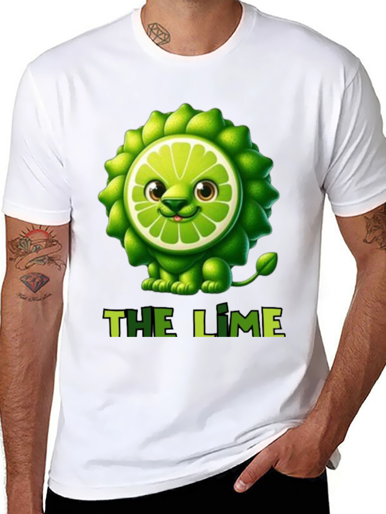 Lime Lion Graphic Tee - Unique Fruit Animal T-Shirt