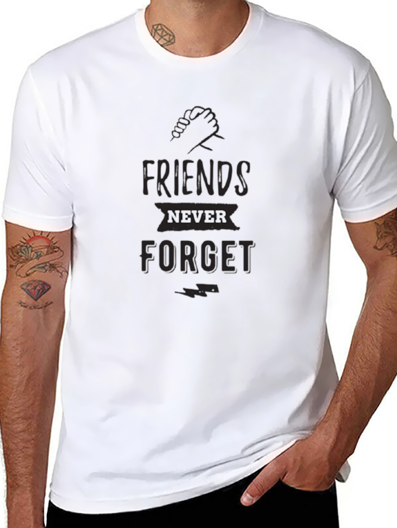 Friends Never Forget Black Graphic Tee