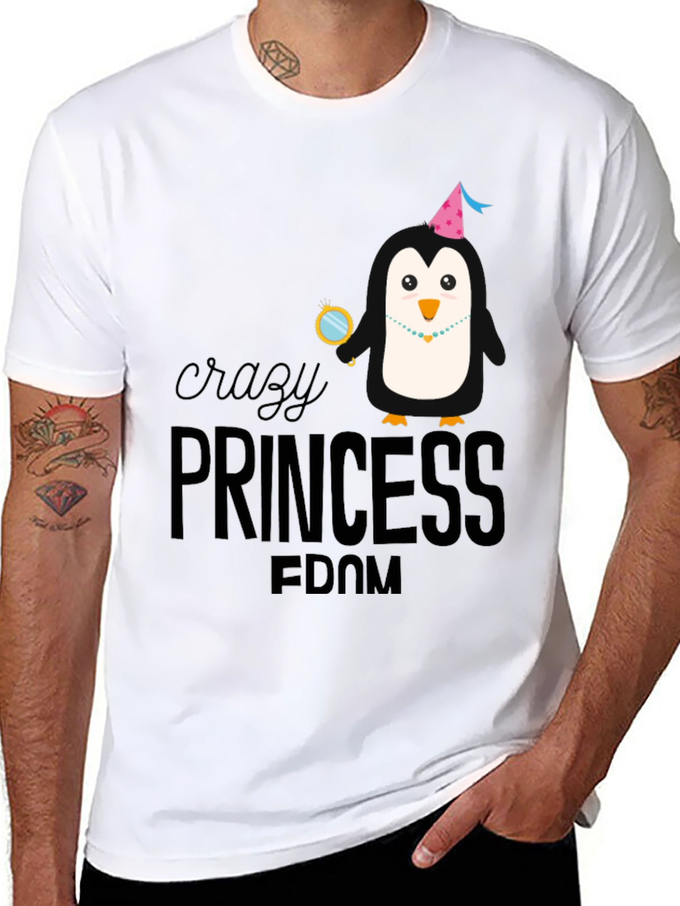 Crazy Princess Penguin T-Shirt - Fun & Unique Design
