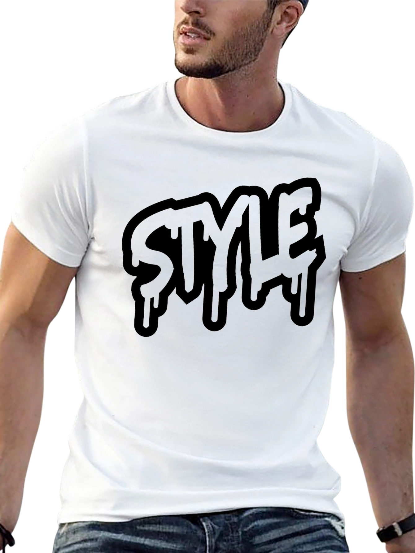 Mens Black Style Drip Graphic Tee