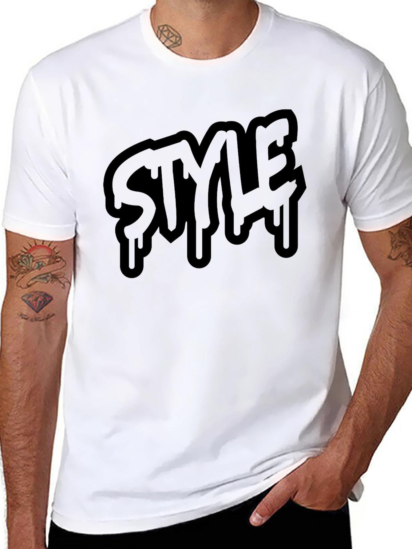 Mens Black Style Drip Graphic Tee