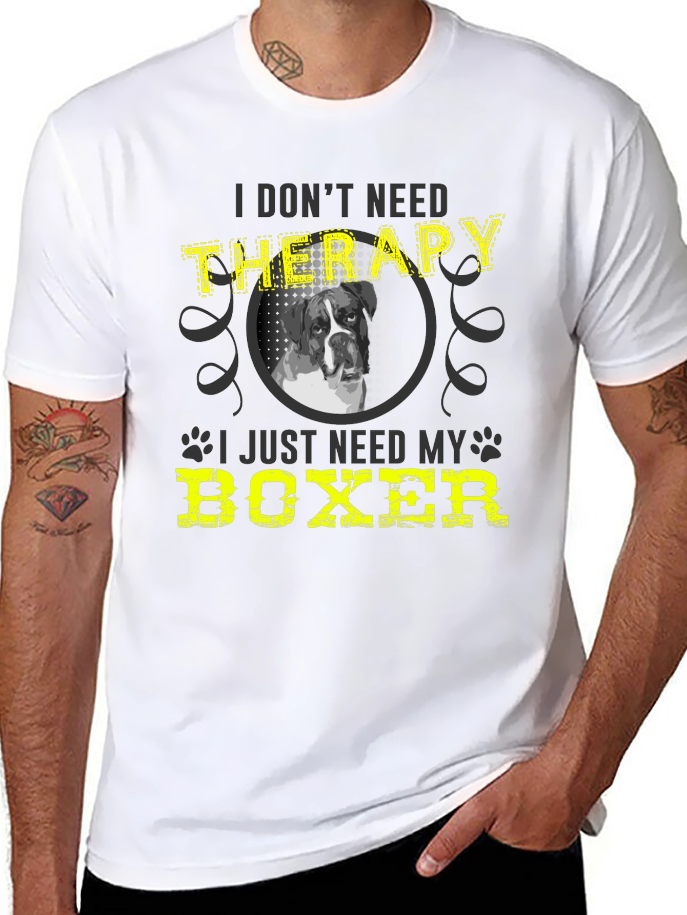 Funny Boxer Dog T-Shirt - I Dont Need Therapy