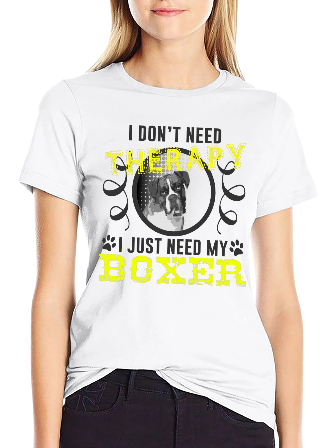 Funny Boxer Dog T-Shirt - I Dont Need Therapy