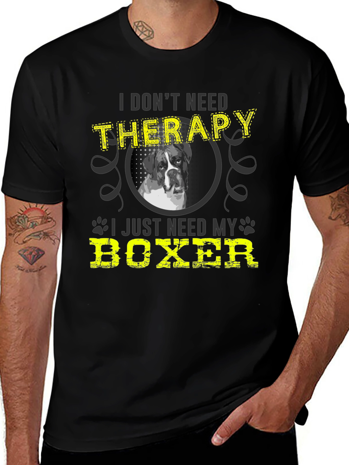 Funny Boxer Dog T-Shirt - I Dont Need Therapy