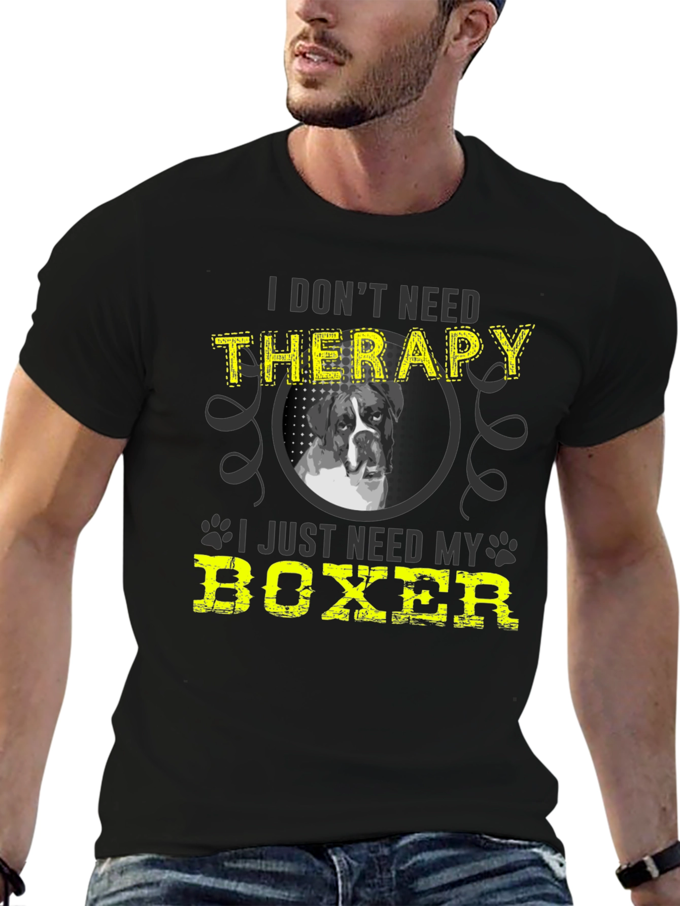 Funny Boxer Dog T-Shirt - I Dont Need Therapy