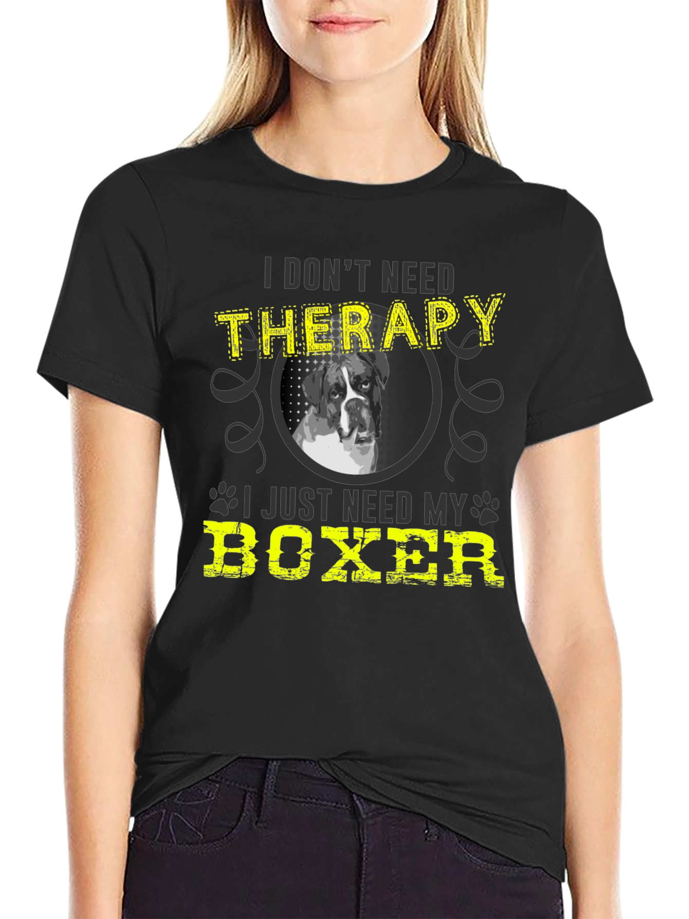 Funny Boxer Dog T-Shirt - I Dont Need Therapy